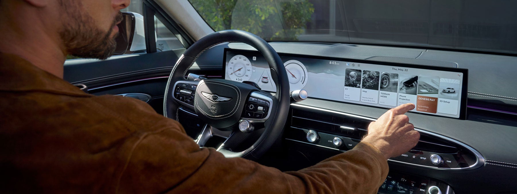 A close-up of a car's dashboard with a screen.