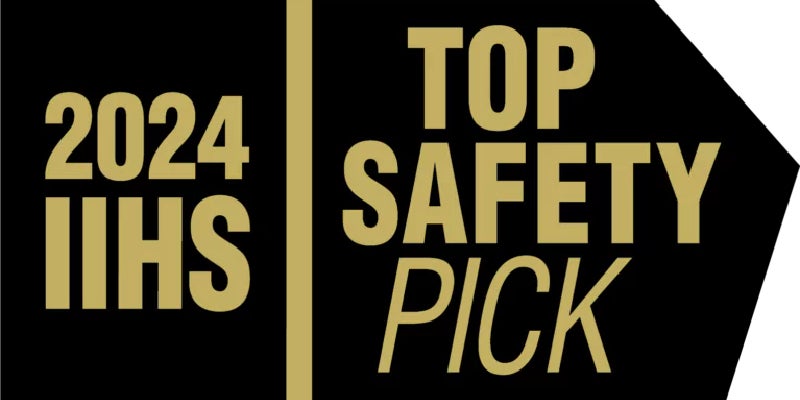 A black banner with gold text "2024 IIHS Top Safety Pick".
